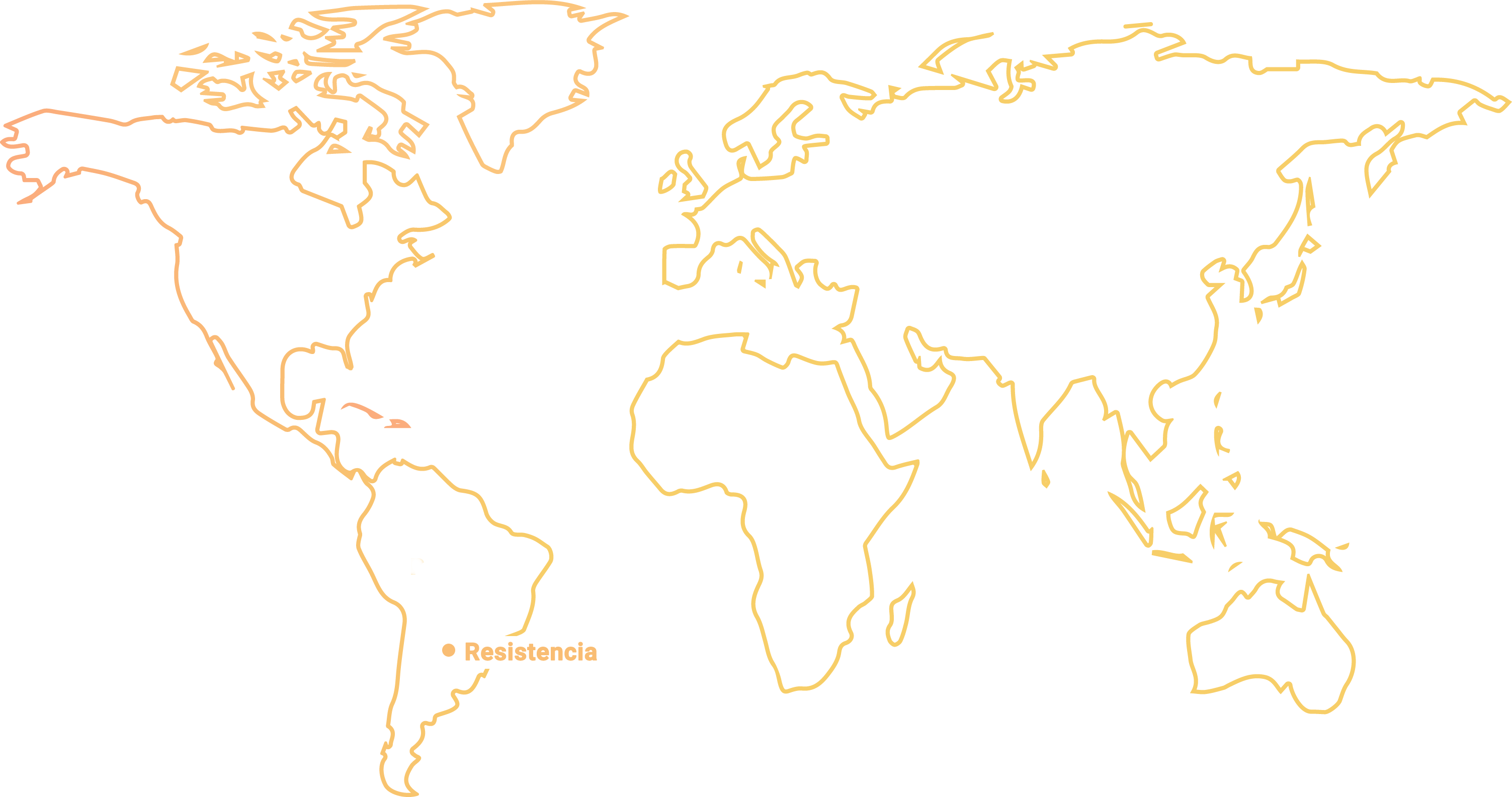 Mapa mundial resaltando Resistencia en Argentina