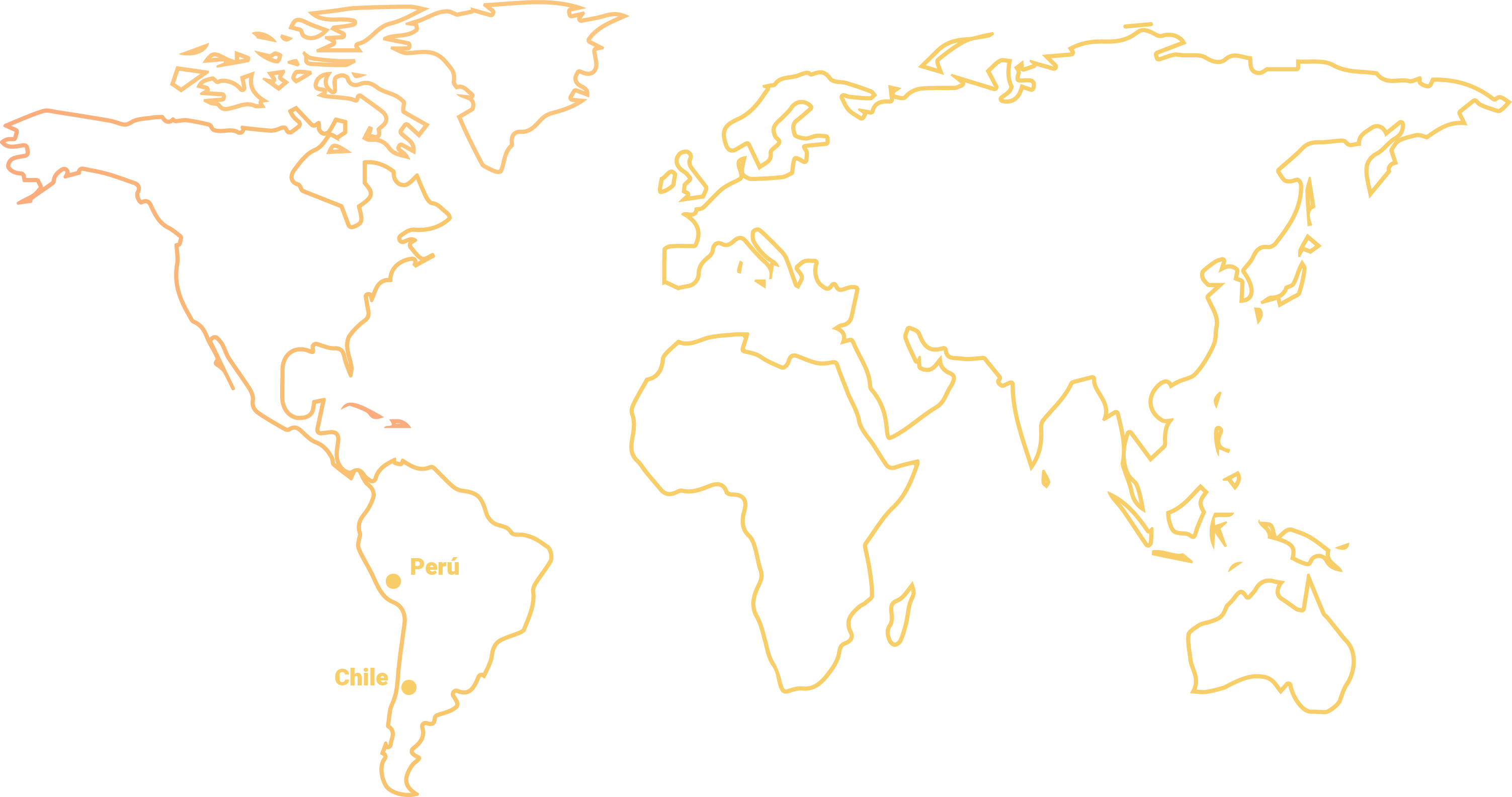 Map of world marking Chile and Peru